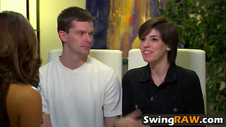 Freshly married couples fuck in their first swinger foursome