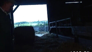 French mature gets her ass fucked hard by grandpa and his farm friends
