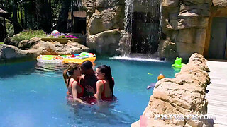 Belle Claire and the Dellai twins in an interracial orgy with anal and DP