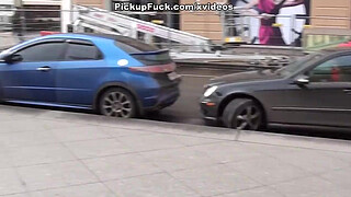 brunette in stockings fucked in a public toilet