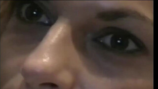 Amazing Blonde Wife plays with strangers in Cinema !