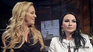 Lezdom anal strap on dildo fucking