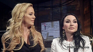 Lezdom anal strap on dildo fucking