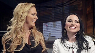 Lezdom anal strap on dildo fucking