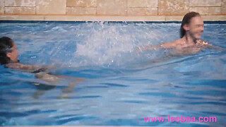 Lesbea Flirty lesbian pals Nancy Sabrisse and Stacy Cruz holiday threesome