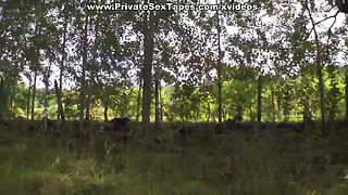 Mouth and pussy of hot girlfriend in lingerie opened for sex