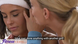 Fitness Rooms Cute freckled big tits teen has gym sex with blonde lesbian