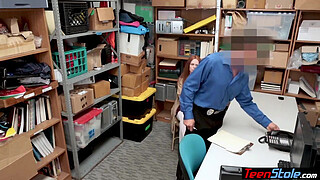 Redhead teen thief with big nipples fucks for freedom