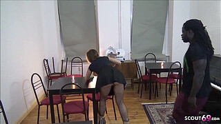 Black Monster Cock Boss Seduce German Teen to Fuck at Work