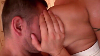 Huge tit milf has sex in the sauna