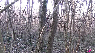 German Redhead Teen Pickup to Crazy Outdoor FFM 3Some by Big Dick Stranger Guys