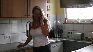 German Big Tit MILF seduce Big Dick Young Boy to Fuck