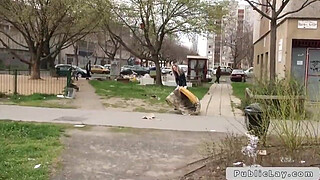 Blonde Hungarian amateur bangs big dick outdoors