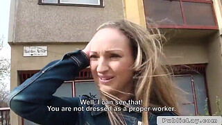 Blonde Hungarian amateur bangs big dick outdoors