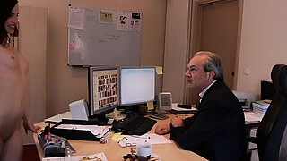 Horny young secretary fucks her old boss