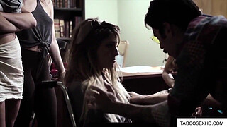 Handicap teen fucked by older couple