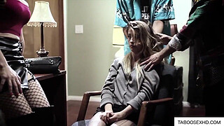 Handicap teen fucked by older couple