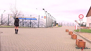 Ugly MILF teacher get sperm covered her glasses in van