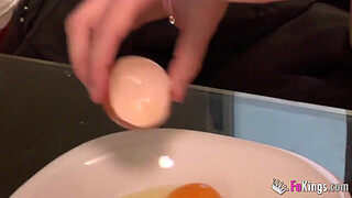 Ainara loves eating cum omelettes for breakfast