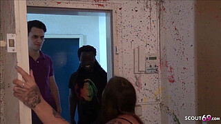 Two Monster Cock Callboys for German Teen in MMF Threesome