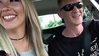 german amateur blonde slut at outdoor fuck at car