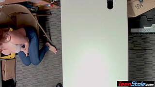 Busty Curvy teen thief anal fucked by a security guard