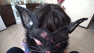 A young lesbian mature milf fucked strapon in her mouth and hairy pussy, sweet orgasm and cream pie for daughter.