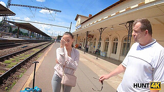 HUNT4K. Cuckold should watch how rich man fucks his girlfriend