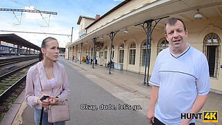 HUNT4K. Cuckold should watch how rich man fucks his girlfriend