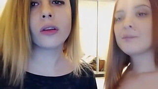 Two lesbians swapping spit and kissing on webcam - spank-cams.com