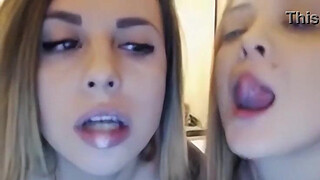 Two lesbians swapping spit and kissing on webcam - spank-cams.com
