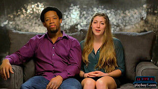 Interracial couple finds blonde for their first threesome