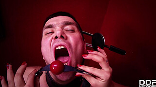 Gagged & tied up husband must watch Mi Cuckold being ass fucked real hard