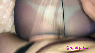 I fucked the throat and ass of this sexy milf in black pantyhose who is a real sex slut