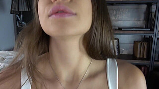 Hot brunette shows new lingerie, friend he could not resist and fucked her