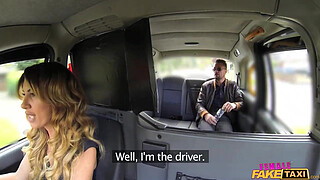 Female Fake Taxi Messy facial for busty driver