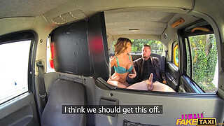 Female Fake Taxi Messy facial for busty driver