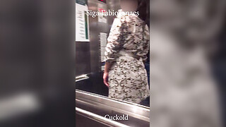 After the sex the naughty hotwife is accompanied by the Friend takes a cone of her in the restaurant under the table and cuckold filming and subtitles