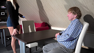 Grandpa fucks teenager blonde young girl she gets cum in mouth