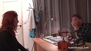 Busty french redhead babe deep anal fucked with cum on ass for her casting couch