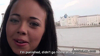 Brunette amateur student from public fucking homemade pov