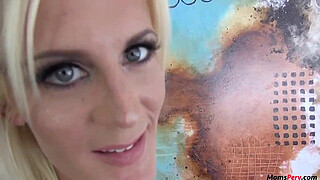 Blonde skinny stepmom blows stepson!