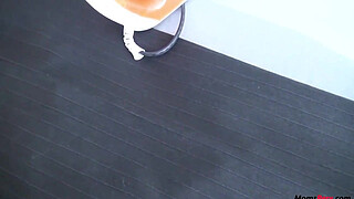 Blonde skinny stepmom blows stepson!