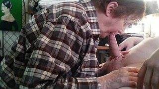 60yo step Mother gives Blowjob to Real 30yo