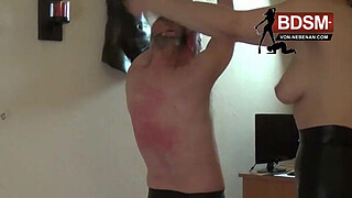 German amateur dominatrix beats slaves red - german fedom BDSM spankinig