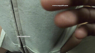 My Wife Let Older Unknown Man to Touch her Pussy Lips Over her Spandex Leggings in Subway