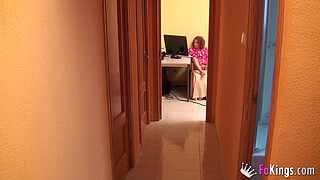 Esmeralda masturbates while the electrician is in the next room