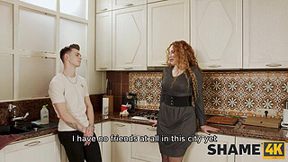 SHAME4K. Boy didnt expect his new neighbor to be such a slutty mature