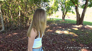 Blonde in fishnets cheating bf outdoor