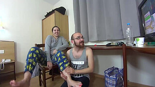 My neighbor came to have her toenails painted and I ended up screwing her